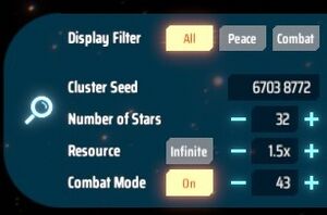 Options to filter by seed elements on the Milky Way screen